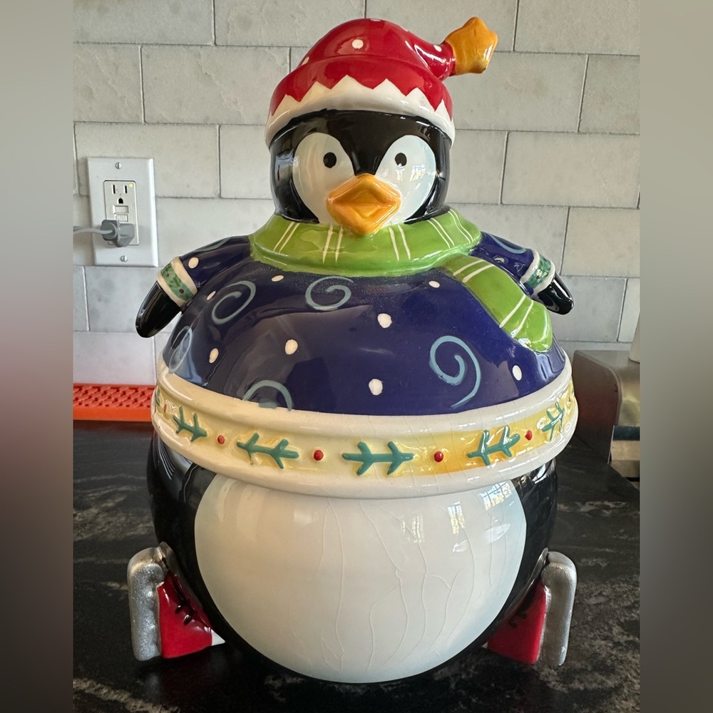 Festive Penguin Cookie Jar From Department 56